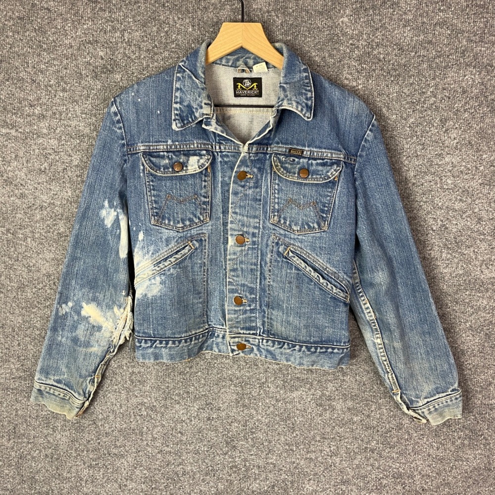 Vintage Maverick Blue Bell Denim Jacket Mens 40 Blue Distressed Made in USA 70s
